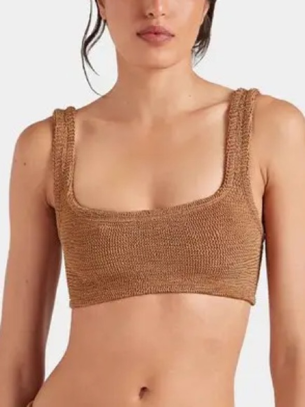 Hunza G Xandra Bikini Top Metallic Cocoa